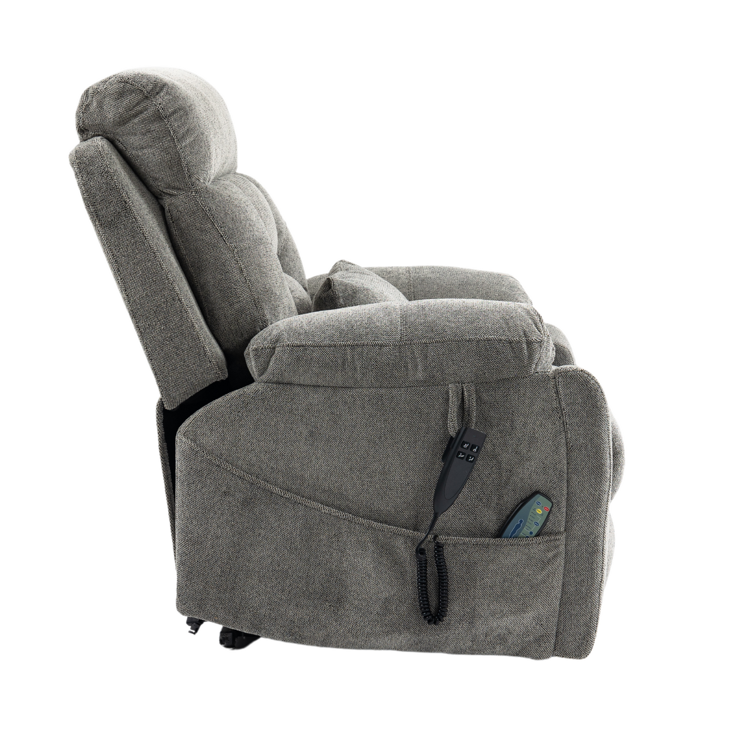 Titan 2.0 Oversized Lay Flat Recliner Dual Motor Lift Chair with Heat & Massage - 400 lbs Capacity - Grey Knitted Plush