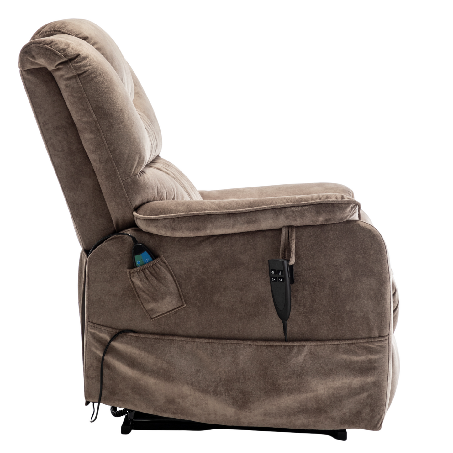 Panorama 2.0 Lay Flat Lift Recliner with Heat & Massage Power Lift Chair 400 lbs - Brown Velvet