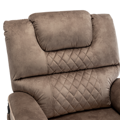 Panorama 2.0 Lay Flat Lift Recliner with Heat & Massage Power Lift Chair 400 lbs - Brown Velvet