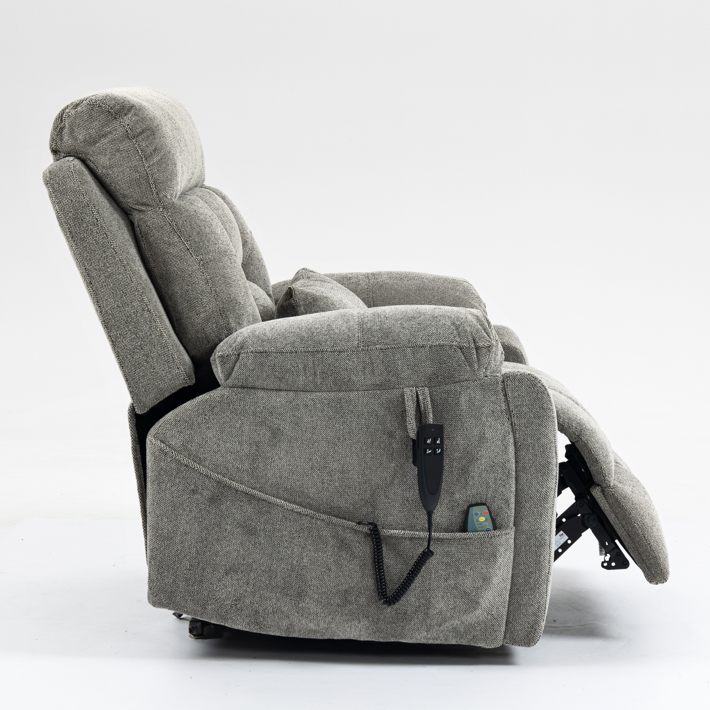 Titan 2.0 Oversized Lay Flat Recliner Dual Motor Lift Chair with Heat & Massage - 400 lbs Capacity - Grey Knitted Plush