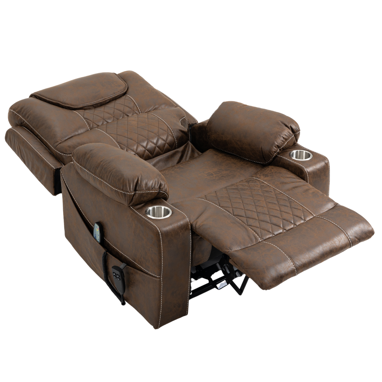 Panorama 3.0 Lay Flat Lift Recliner - Dual Motor Power Recliner with Heat & Massage - 400 lbs Capacity- Brown Suede