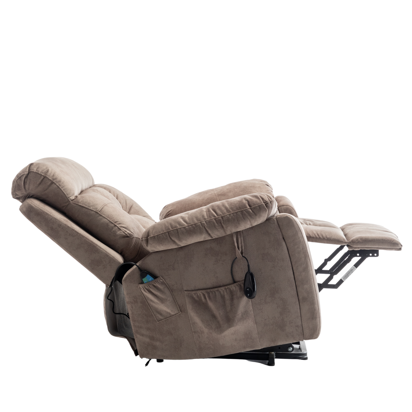 Titan Big Man Recliner Oversized Lift Chair with Heated Massage & Hidden Cup Holder - Brown Velvet