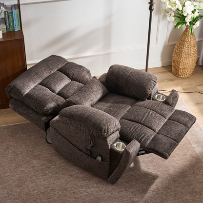 Titan 2.0 Oversized Lay Flat Recliner Dual Motor Lift Chair with Heat & Massage - 400 lbs Capacity- Truffle Chenille