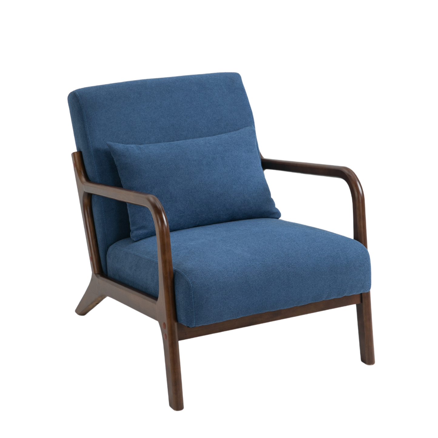 Mid-Century Modern Accent Chair - Solid Wood Frame with Upholstered Lumbar Cushion