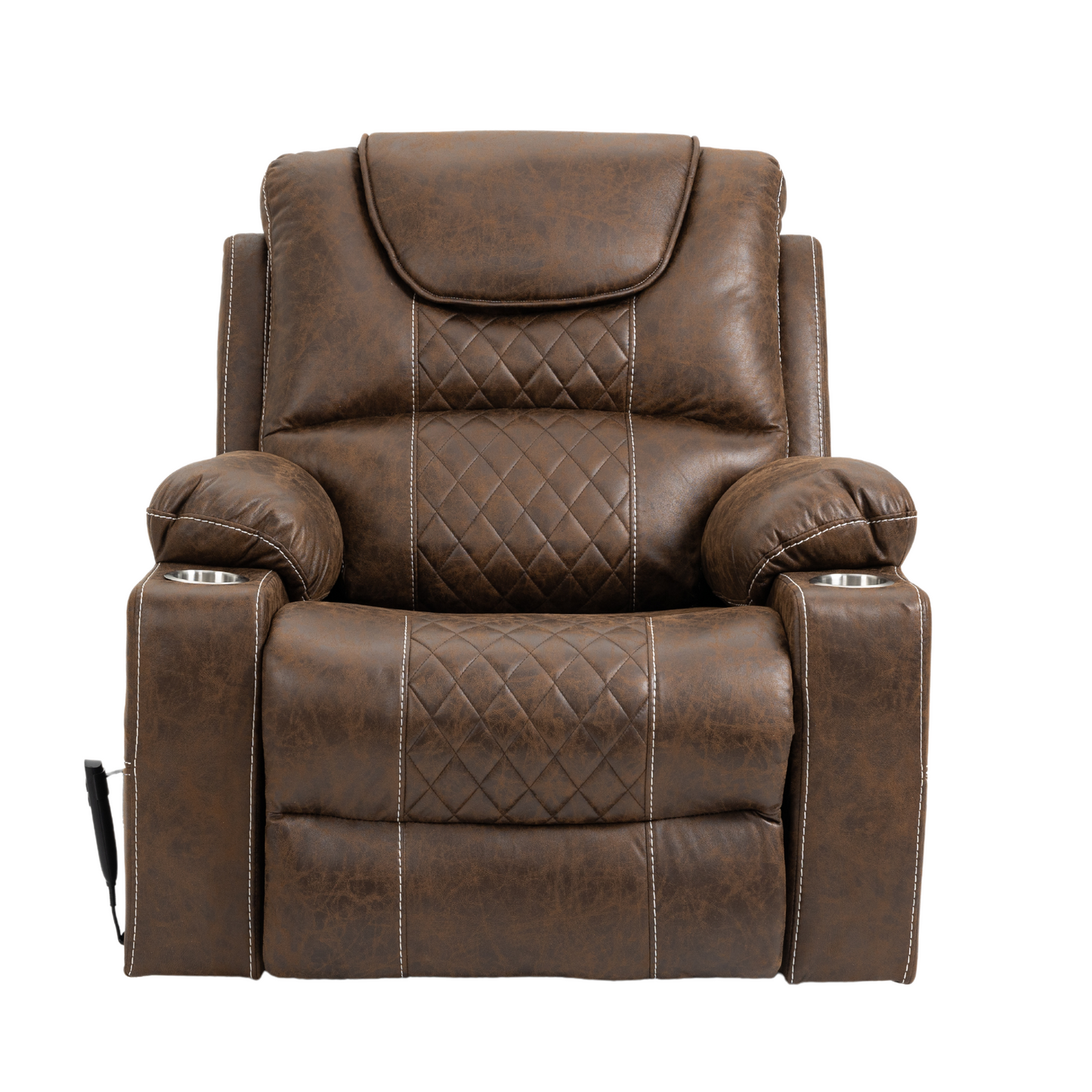 Panorama 3.0 Lay Flat Lift Recliner - Dual Motor Power Recliner with Heat & Massage - 400 lbs Capacity- Brown Suede