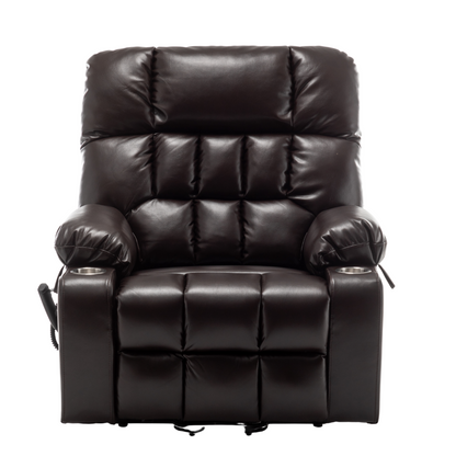 Widelay Oversized Lay Flat Recliner Lift  with Heat & Massage, 400 lbs - Brown Leather