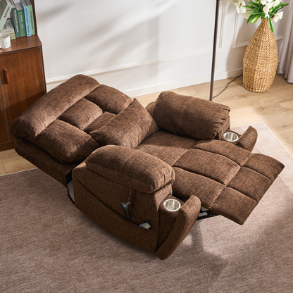 Titan 2.0 Oversized Lay Flat Recliner Dual Motor Lift Chair with Heat & Massage - 400 lbs Capacity- Chocolate Chenille