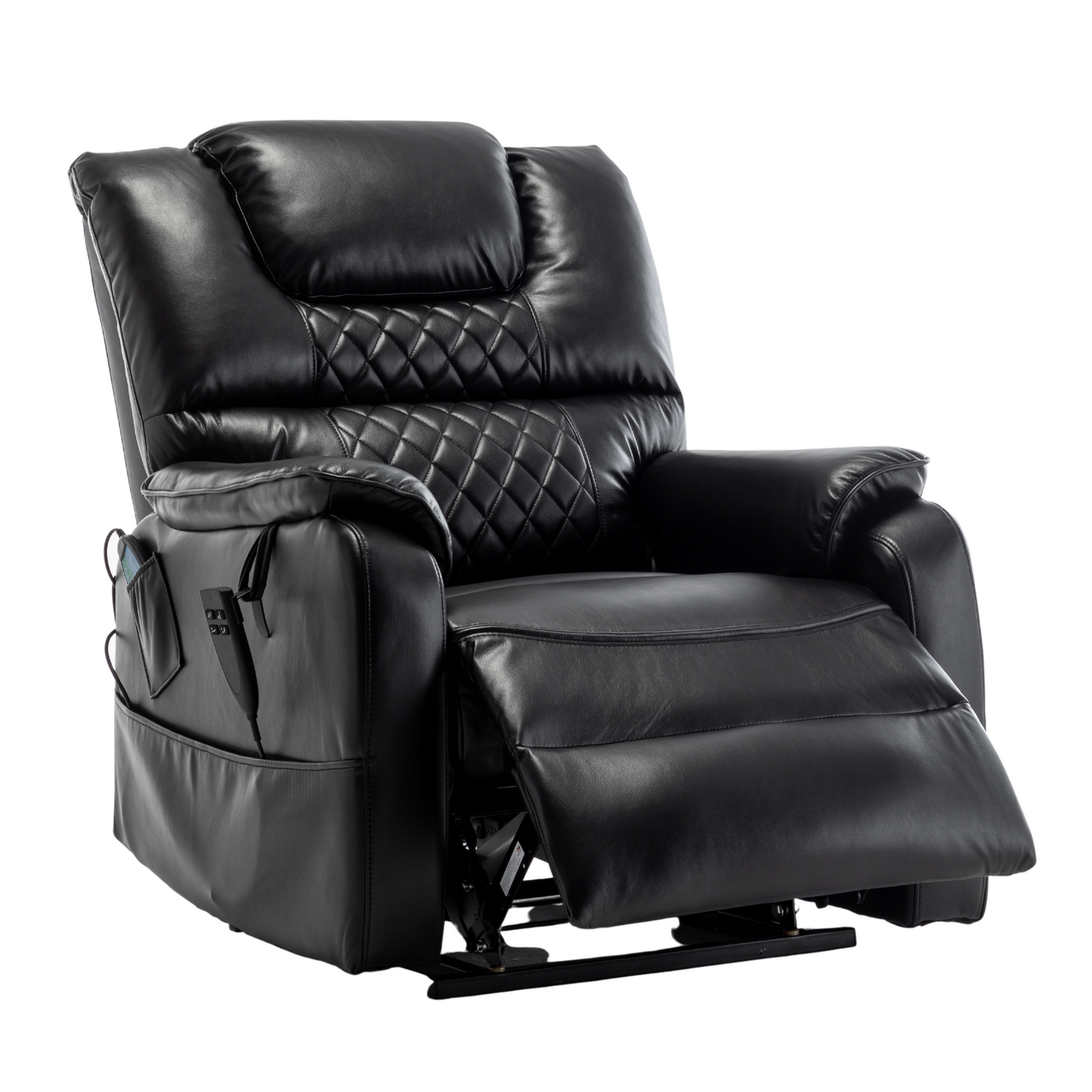 Panorama 2.0 Lay Flat Lift Recliner with Heat & Massage Power Lift Chair 400 lbs- Black Leather