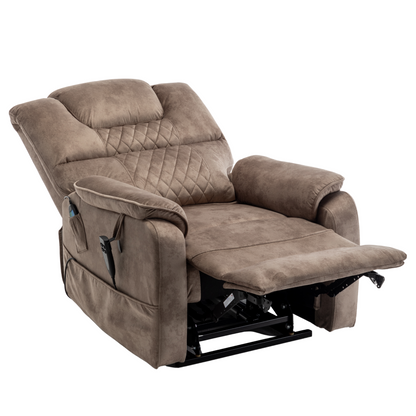 Panorama 2.0 Lay Flat Lift Recliner with Heat & Massage Power Lift Chair 400 lbs - Brown Velvet