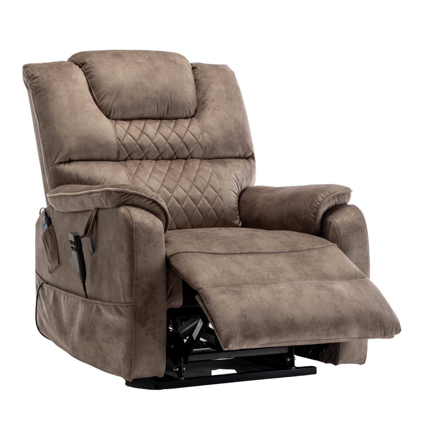 Panorama 2.0 Lay Flat Lift Recliner with Heat & Massage Power Lift Chair 400 lbs - Brown Velvet