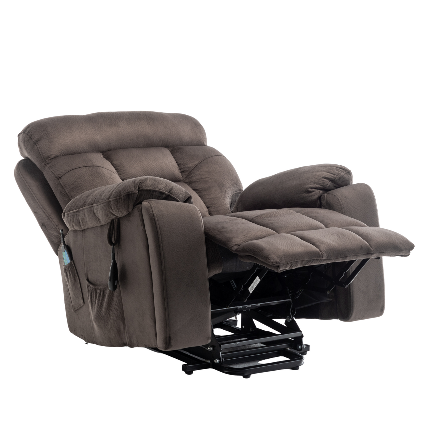 Titan Big Man Recliner Oversized Lift Chair with Heated Massage & Hidden Cup Holder - Dark Brown Velvet