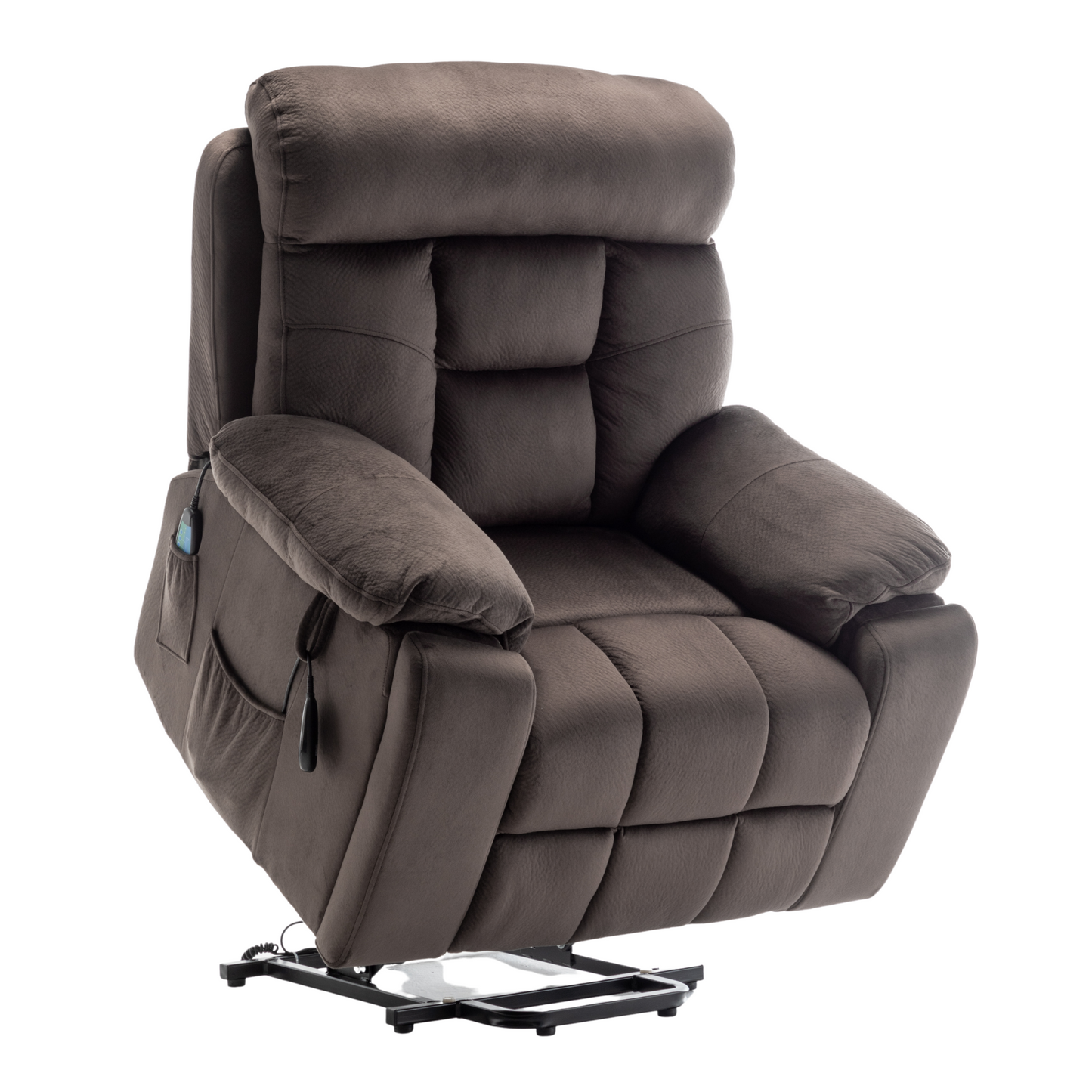 Titan Big Man Recliner Oversized Lift Chair with Heated Massage & Hidden Cup Holder - Dark Brown Velvet