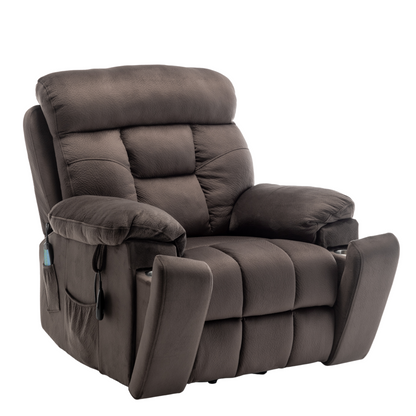 Titan Big Man Recliner Oversized Lift Chair with Heated Massage & Hidden Cup Holder - Dark Brown Velvet