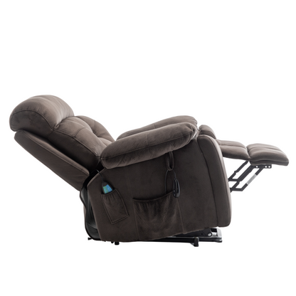 Titan Big Man Recliner Oversized Lift Chair with Heated Massage & Hidden Cup Holder - Dark Brown Velvet