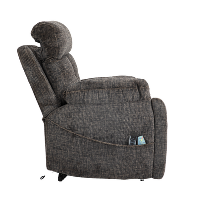 JUUXO Majesty Oversized 4-Motor Lay Flat Lift Recliner Chair with Heat & Massage - 400 lb - Dark BrownChenille