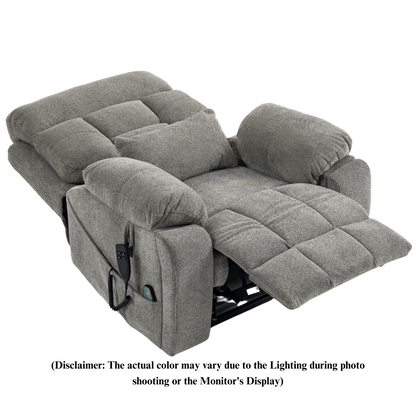 Titan 2.0 Oversized Lay Flat Recliner Dual Motor Lift Chair with Heat & Massage - 400 lbs Capacity - Grey Knitted Plush