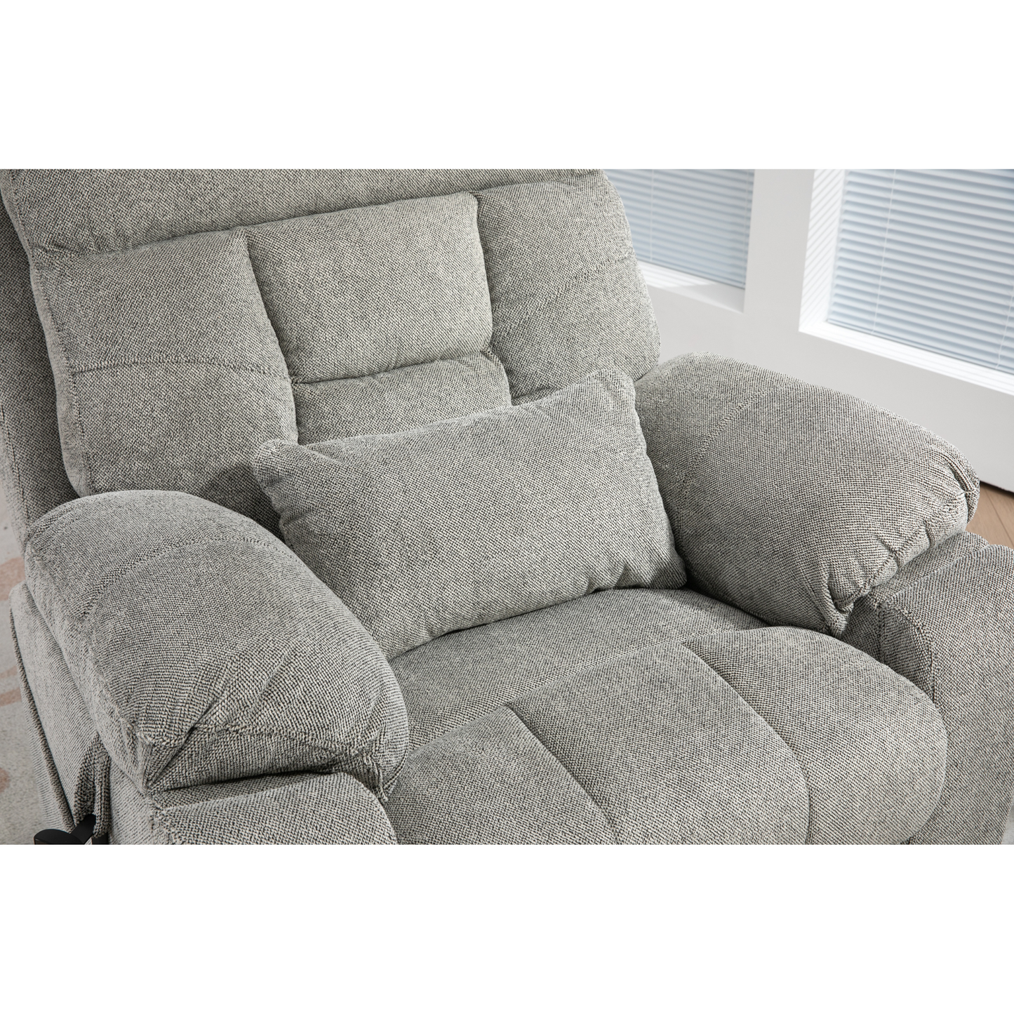 Titan 2.0 Oversized Lay Flat Recliner Dual Motor Lift Chair with Heat & Massage - 400 lbs Capacity - Grey Knitted Plush