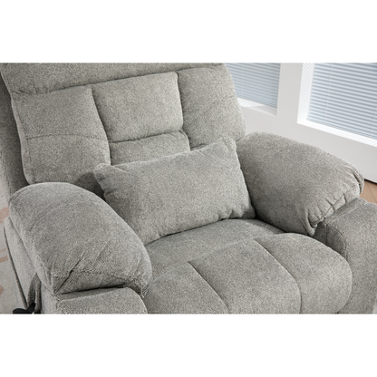 Titan 2.0 Oversized Lay Flat Recliner Dual Motor Lift Chair with Heat & Massage - 400 lbs Capacity - Grey Knitted Plush