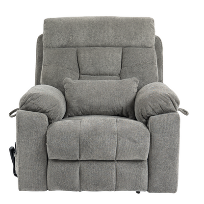 Titan 2.0 Oversized Lay Flat Recliner Dual Motor Lift Chair with Heat & Massage - 400 lbs Capacity - Grey Knitted Plush