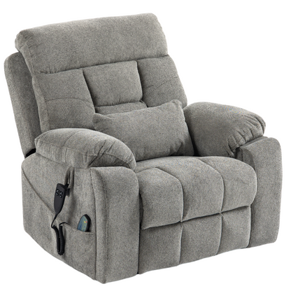 Titan 2.0 Oversized Lay Flat Recliner Dual Motor Lift Chair with Heat & Massage - 400 lbs Capacity - Grey Knitted Plush