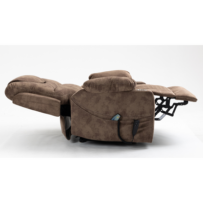 Panorama 3.0 Lay Flat Lift Recliner - Dual Motor Power Recliner with Heat & Massage - 400 lbs Capacity - Brown Velvet