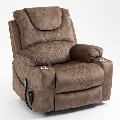 Panorama 3.0 Lay Flat Lift Recliner - Dual Motor Power Recliner with Heat & Massage - 400 lbs Capacity - Brown Velvet