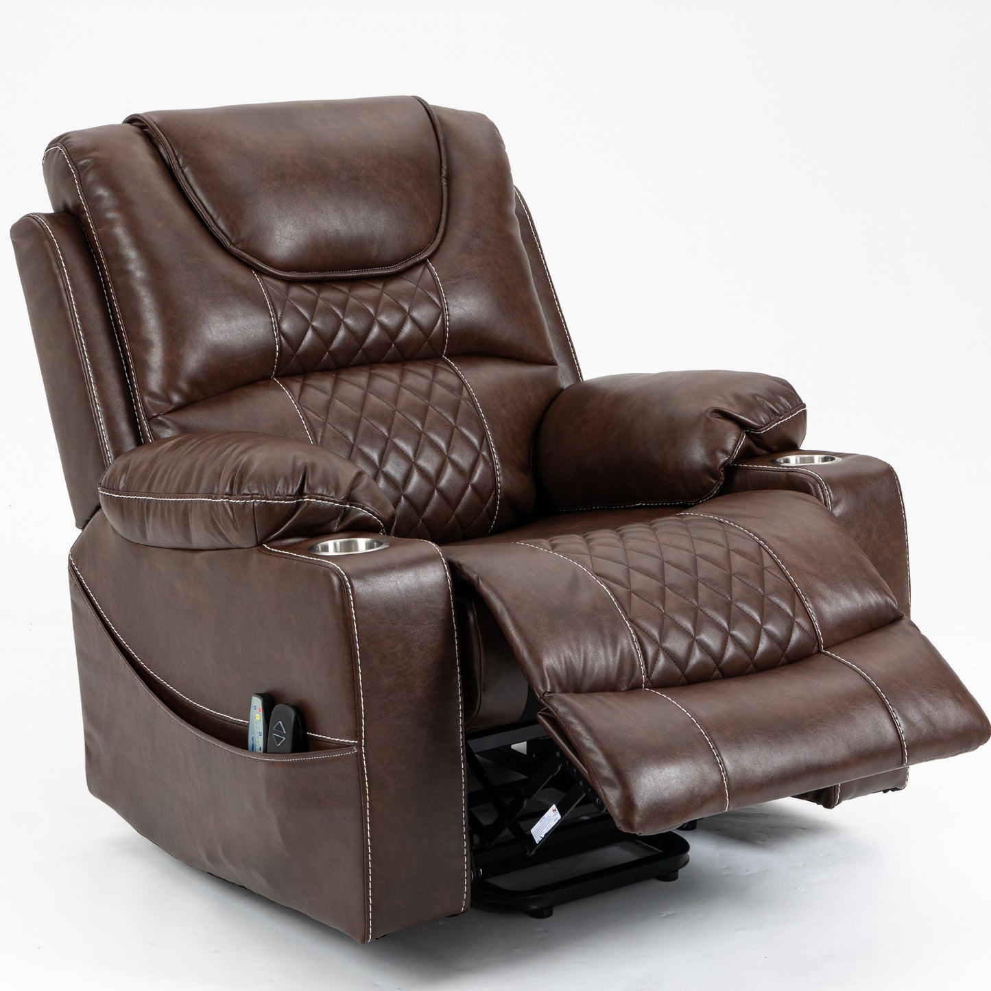 Panorama 1.0 Power Lift Chairs Recliners for Elderly -  Big Man Recliner with Heat & Massage - Panorama 1.0 - Brown Leather