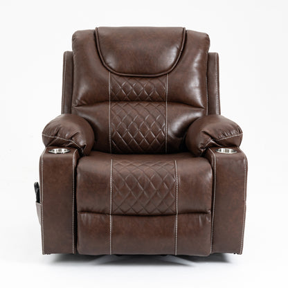 Panorama 1.0 Power Lift Chairs Recliners for Elderly -  Big Man Recliner with Heat & Massage - Panorama 1.0 - Brown Leather