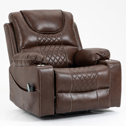 Panorama 1.0 Power Lift Chairs Recliners for Elderly -  Big Man Recliner with Heat & Massage - Panorama 1.0 - Brown Leather