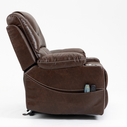 Panorama 1.0 Power Lift Chairs Recliners for Elderly -  Big Man Recliner with Heat & Massage - Panorama 1.0 - Brown Leather