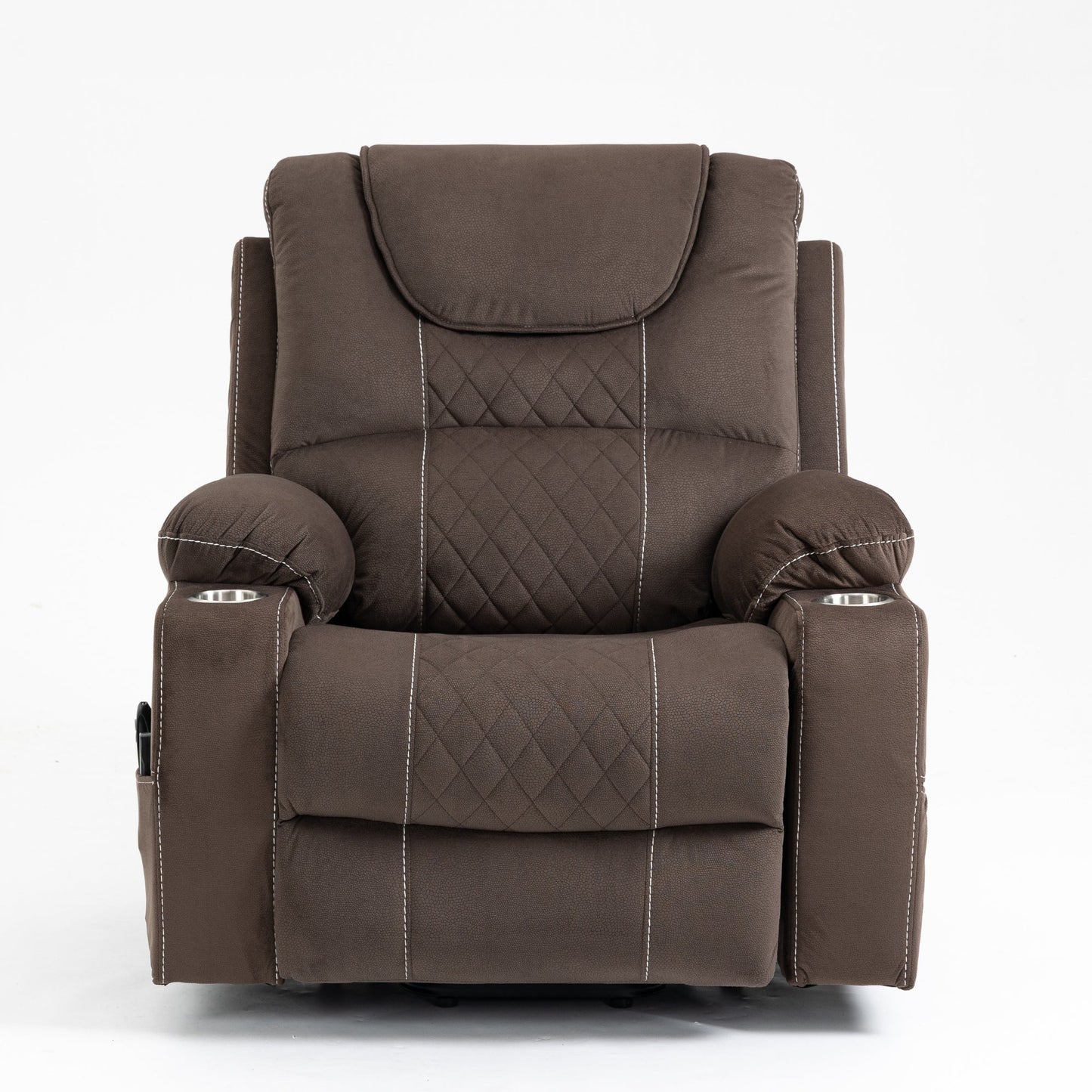 Panorama 1.0 Power Lift Chairs Recliners for Elderly -  Big Man Recliner with Heat & Massage- Brown Velvet