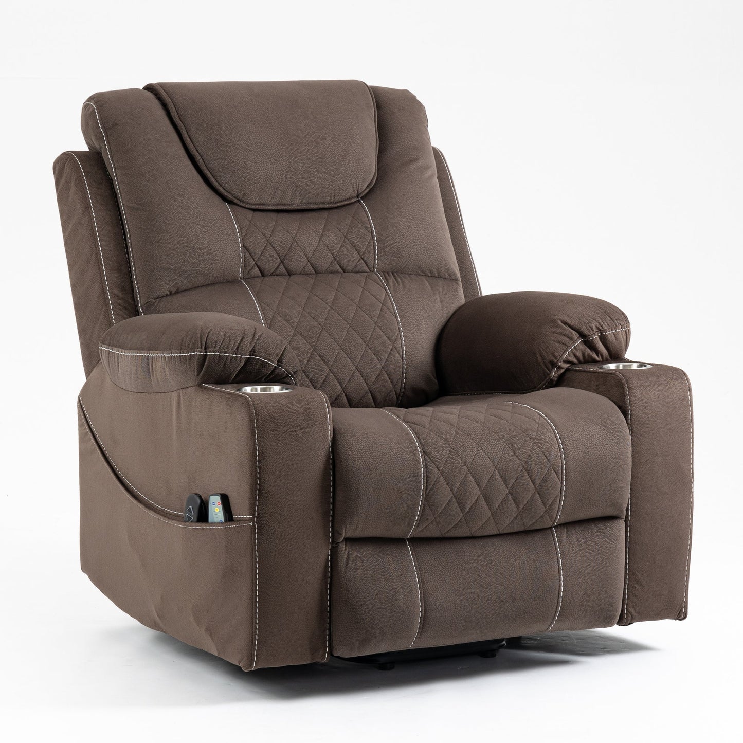 Panorama 1.0 Power Lift Chairs Recliners for Elderly -  Big Man Recliner with Heat & Massage- Brown Velvet