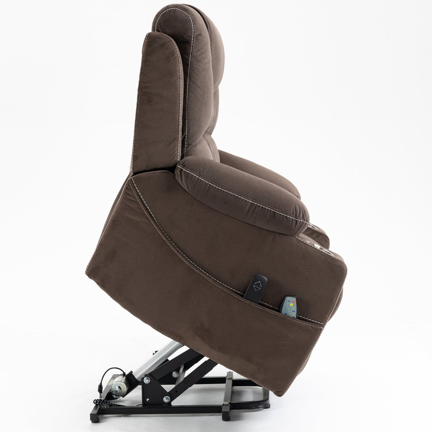 Panorama 1.0 Power Lift Chairs Recliners for Elderly -  Big Man Recliner with Heat & Massage- Brown Velvet