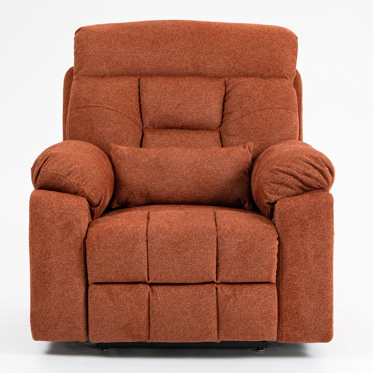 JUUXO Majesty Oversized 4-Motor Lay Flat Lift Recliner Chair with Heat & Massage - 400 lbs Capacity - Orange Chenille