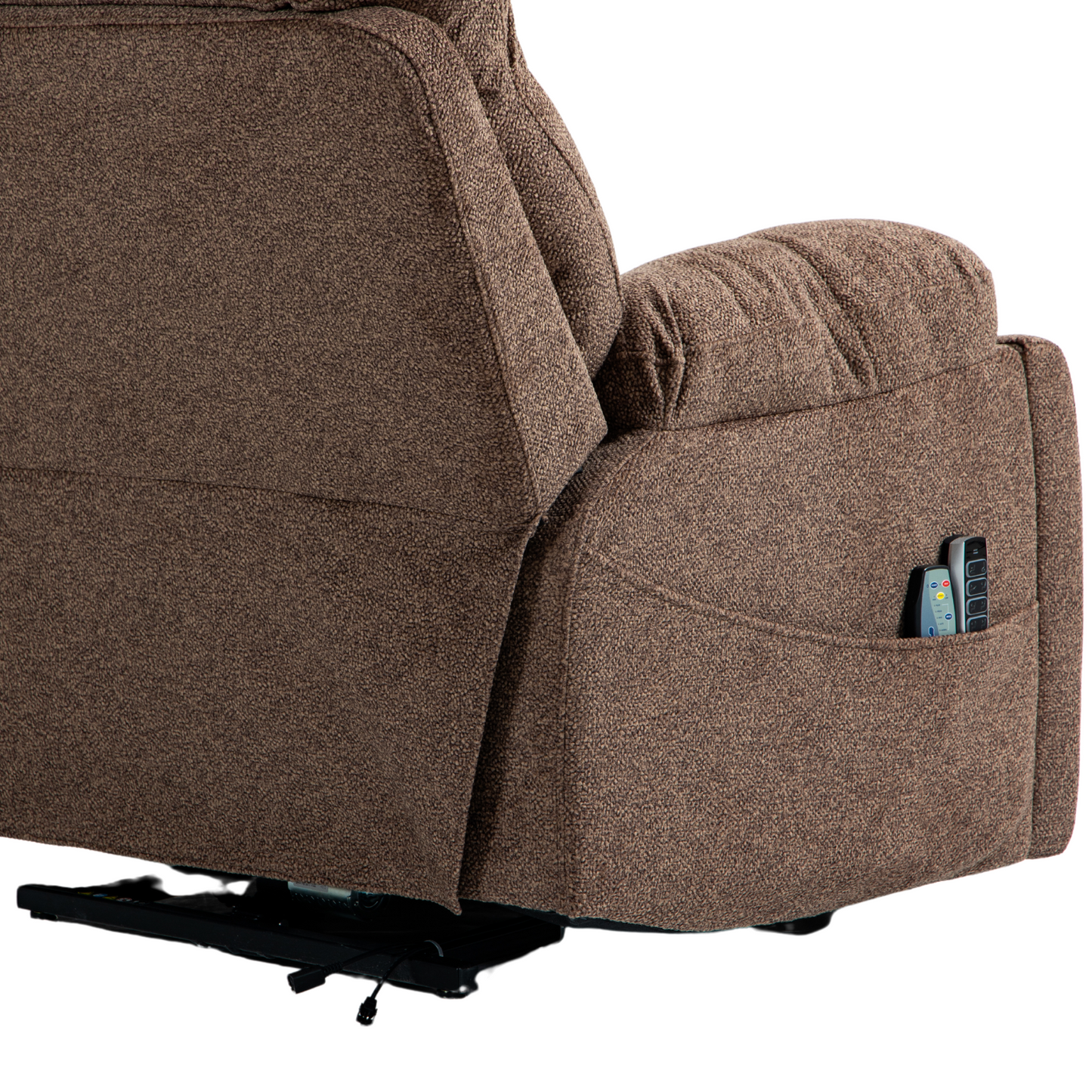 JUUXO Majesty Oversized 4-Motor Lay Flat Lift Recliner Chair with Heat & Massage - 400 lbs Capacity - Brown Chenille