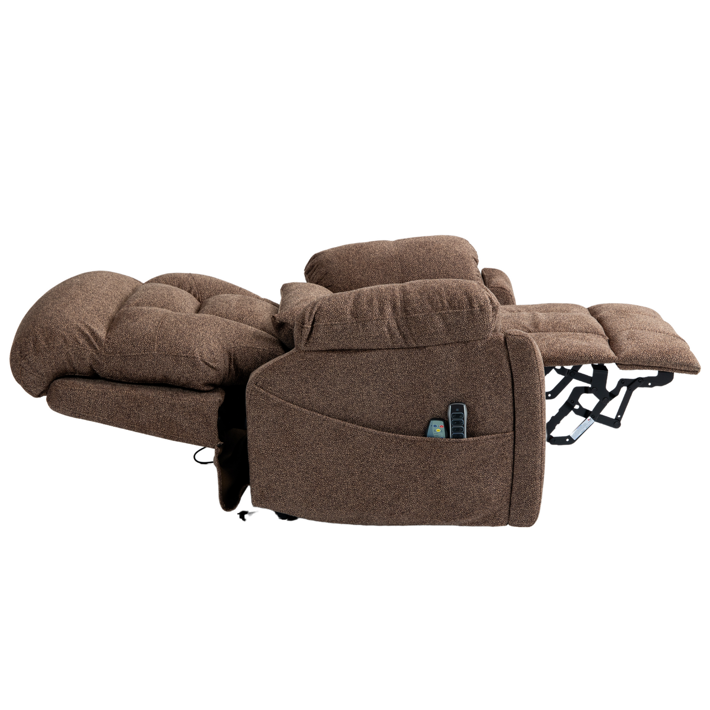 JUUXO Majesty Oversized 4-Motor Lay Flat Lift Recliner Chair with Heat & Massage - 400 lbs Capacity - Brown Chenille