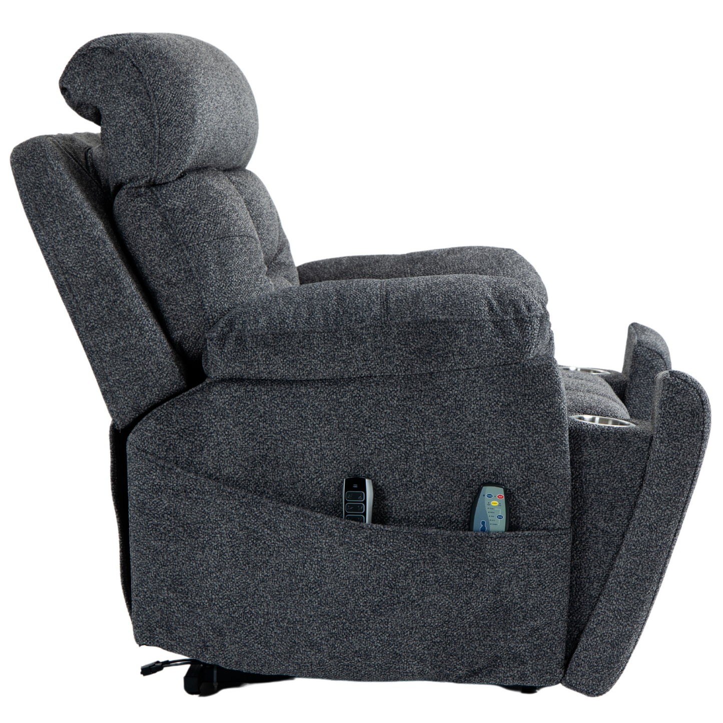 JUUXO Majesty Oversized 4-Motor Lay Flat Lift Recliner Chair with Heat & Massage - 400 lb - Grey Chenille