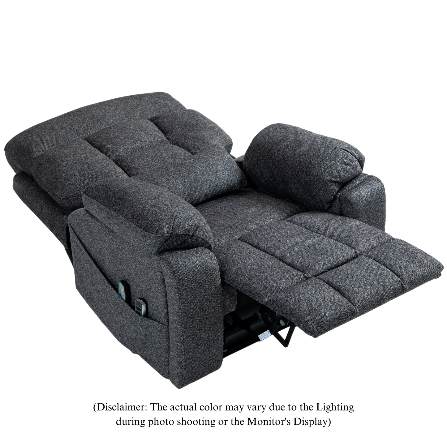 JUUXO Majesty Oversized 4-Motor Lay Flat Lift Recliner Chair with Heat & Massage - 400 lb - Grey Chenille