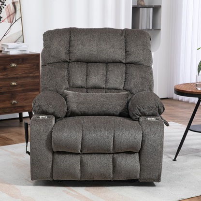 Widelay Oversized Lay Flat Recliner Lift  with Heat & Massage, 400 lbs - Grey Chenille