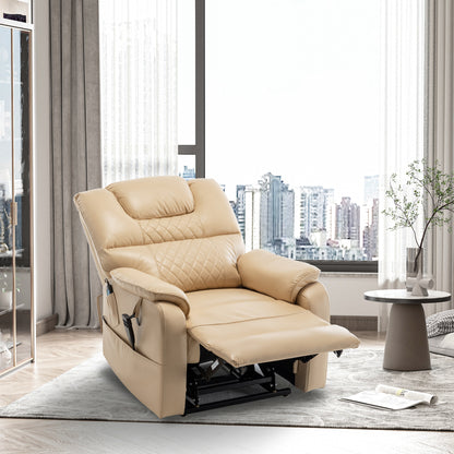 Panorama 2.0 Lay Flat Lift Recliner with Heat & Massage Power Lift Chair 400 lbs - BeigeYellow Leather