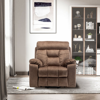 Titan Big Man Recliner Oversized Lift Chair with Heated Massage & Hidden Cup Holder - Camel Brown Velvet