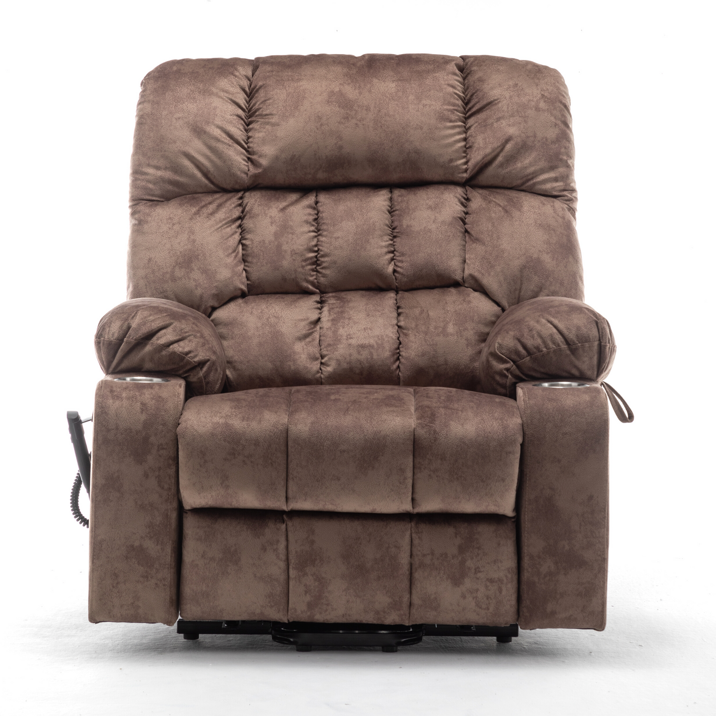 Widelay Oversized Lay Flat Recliner Lift  with Heat & Massage, 400 lbs - Brown Velvet