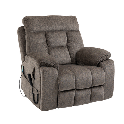 Titan 2.0 Oversized Lay Flat Recliner Dual Motor Lift Chair with Heat & Massage - 400 lbs Capacity- Grey Chenille