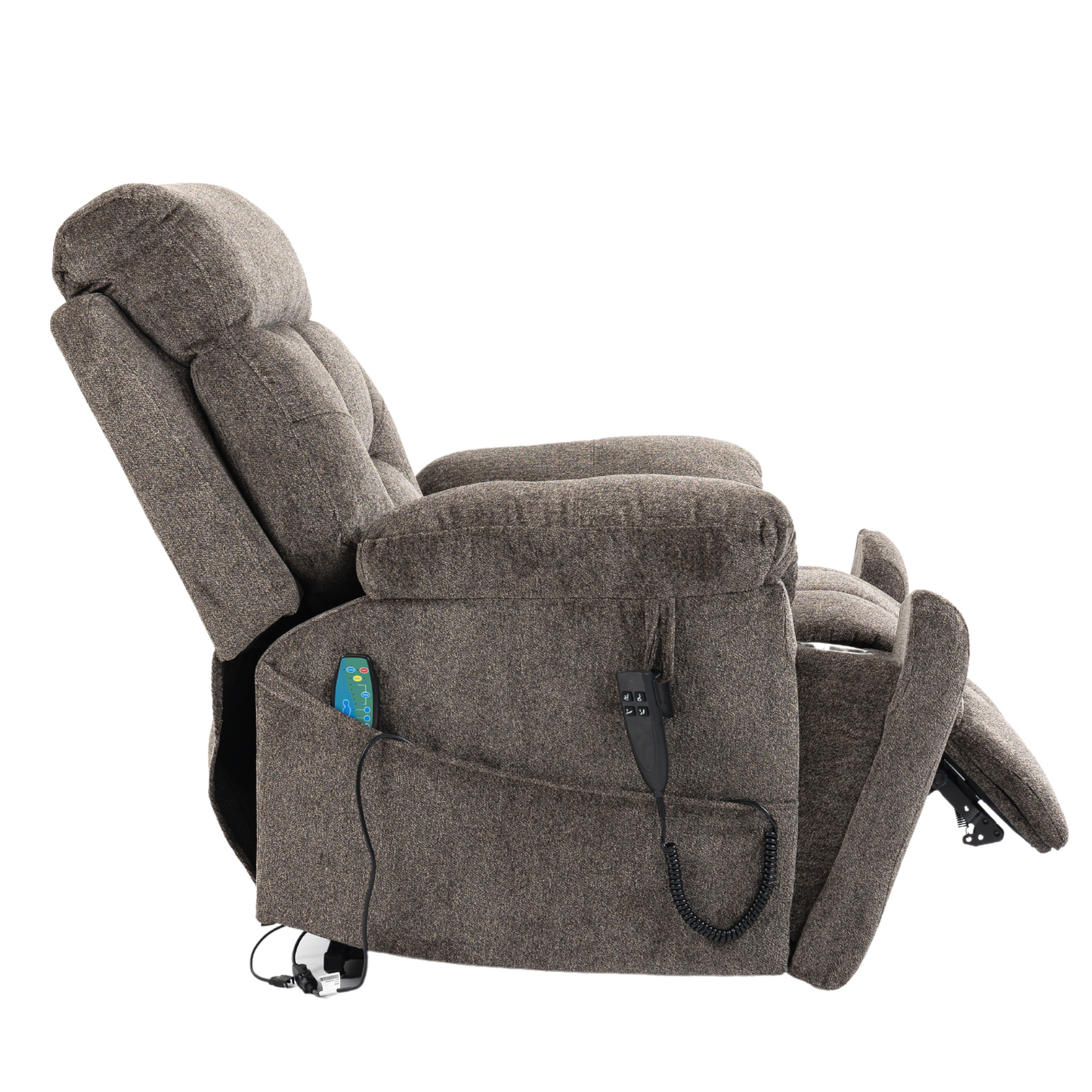 Titan 2.0 Oversized Lay Flat Recliner Dual Motor Lift Chair with Heat & Massage - 400 lbs Capacity- Grey Chenille