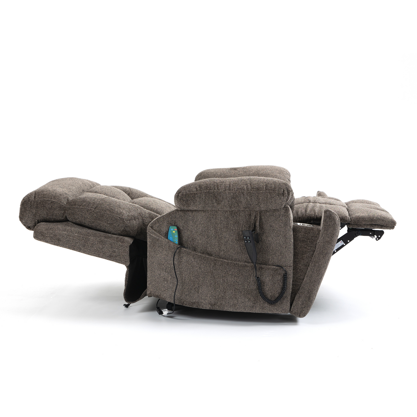 Titan 2.0 Oversized Lay Flat Recliner Dual Motor Lift Chair with Heat & Massage - 400 lbs Capacity- Grey Chenille