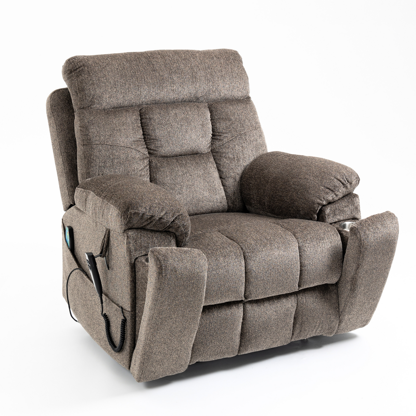 Titan 2.0 Oversized Lay Flat Recliner Dual Motor Lift Chair with Heat & Massage - 400 lbs Capacity- Grey Chenille