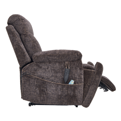 Titan 2.0 Oversized Lay Flat Recliner Dual Motor Lift Chair with Heat & Massage - 400 lbs Capacity- Truffle Chenille