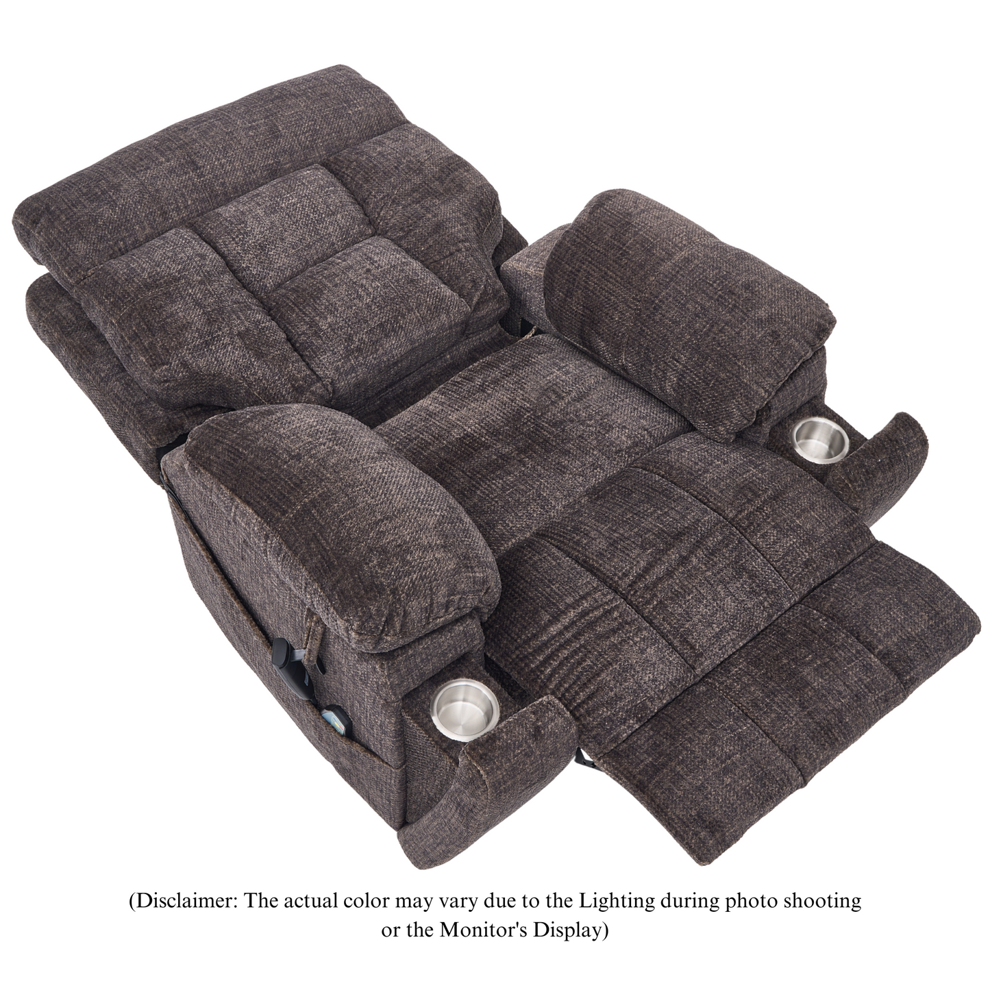 Titan 2.0 Oversized Lay Flat Recliner Dual Motor Lift Chair with Heat & Massage - 400 lbs Capacity- Truffle Chenille